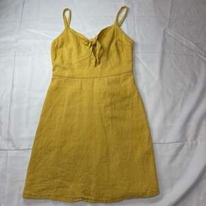 Hollister Marigold Yellow Front Tie Smocked Back Cami Sundress Size S